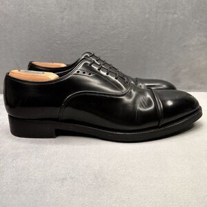 PRADA 2EA130 Mens Size 11.5 (UK 10.5) Oxford Black Polished Leather Cap Toe